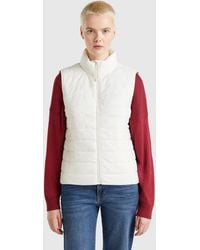 Benetton - Benetton, Chaleco Sin Mangas De Corte Ajustado Con Acolchado, Blanco Crema, Mujer - Lyst