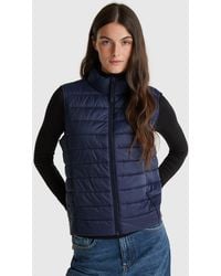 Benetton - Benetton, Veste Matelassée Sans Manches Coupe Slim, Taille, Bleu Foncé, Femme - Lyst