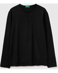 Benetton - Benetton, T-Shirt With Henley Neck - Lyst