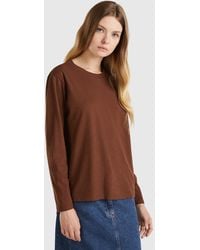 Benetton - Benetton, Long Sleeve Light Cotton T-Shirt, , Dark - Lyst