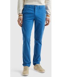 Benetton - Chinohose Slim Fit In Blau - Lyst