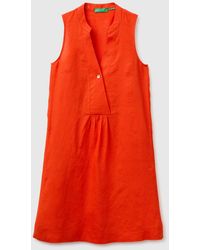 Benetton - Benetton, 100% Linen Short Dress - Lyst