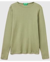 Benetton - Benetton, T-Shirt À Manches Longues Coupe Ajustée, Taille, Femme - Lyst
