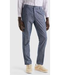Benetton - Chino Aus Chambray In Slim Fit - Lyst