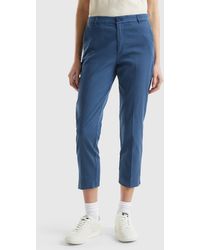 Benetton - Cropped Chinos In Stretch Cotton - Lyst