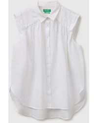 Benetton - Benetton, 100% Linen Sleeveless Blouse - Lyst