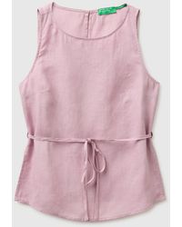 Benetton - Benetton, 100% Linen Tank Top With Strap - Lyst
