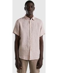 Benetton - 100% Linen Short Sleeve Shirt - Lyst
