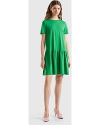 Benetton - Kurzes Kleid Aus Langfaseriger Baumwolle - Lyst