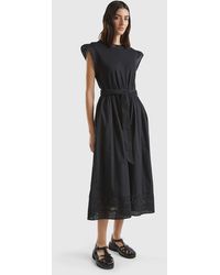 Benetton - Dress With Broderie Anglaise - Lyst