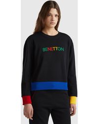 Benetton - 100% Cotton Sweatshirt With Logo Print - Lyst