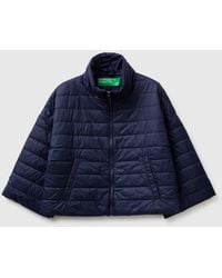 Benetton - Benetton, Leichte Daunenjacke Mit 3/4-Ärmeln, Größe, Dunkelblau, Damen - Lyst