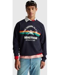 Benetton - Benetton, Sudadera De Corte Holgado De Stranger Things, Talla, Azul Oscuro, Hombre - Lyst