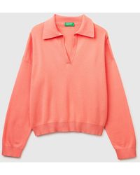Benetton - Benetton, Premium Cotton Polo Neck Sweater - Lyst
