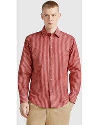 Benetton - Benetton, Camicia A Righe Regular Fit, Taglia, Rosso, Uomo - Lyst