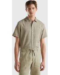 Benetton - Short Sleeve Shirt In Linen Blend - Lyst