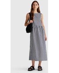 Benetton - Benetton, Vestito Midi A Righe, Blu Scuro, Donna - Lyst