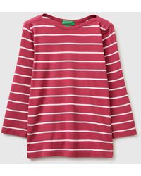 Benetton - Benetton, T-Shirt Rayé À Col Bateau, Taille, Prune, Femme - Lyst