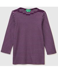 Benetton - Benetton, Striped T-Shirt With Boat Neck - Lyst
