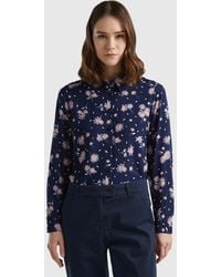 Benetton - Patterned Shirt In Sustainable Viscose - Lyst