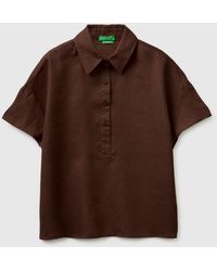 Benetton - Benetton, 100% Linen Short-Sleeved Blouse - Lyst