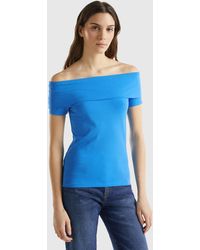 Benetton - Slim-fit T-shirt With Bare Shoulders - Lyst