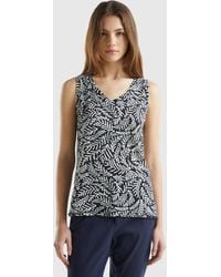 Benetton - Tank Top With Tropical Print - Lyst