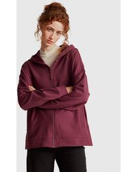 Benetton - Benetton, Sudadera Con Capucha Y Cremallera 100 Algodón, Talla, Ciruela, Mujer - Lyst