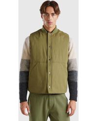 Benetton - Benetton, Vest With Checked Lining, , Military - Lyst