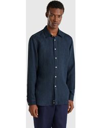 Benetton - Benetton, Camicia Blu Notte Fantasia - Lyst