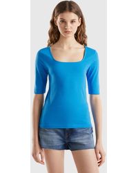 Benetton - T-shirt Aderente In Cotone Stretch - Lyst
