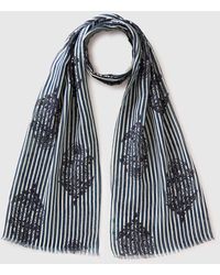 Benetton - Benetton, Patterned Linen Blend Scarf - Lyst