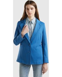 Benetton - Blazer Cintré En Coton Mélangé - Lyst