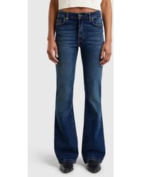Benetton - Benetton, Vaqueros Acampanados En Mezcla De Algodón, Azul Oscuro, Mujer - Lyst
