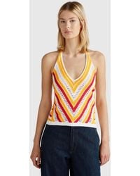 Benetton - Benetton, Striped Crochet Top - Lyst