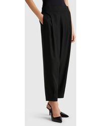 Benetton - Benetton, Fließende Hose Mit Falten, Schwarz - Lyst