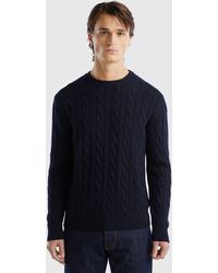 Benetton - Cable Knit Sweater In Cashmere Blend - Lyst