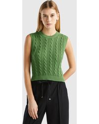 Benetton - Gilet Cropped A Trecce - Lyst