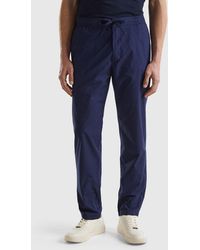 Benetton - Canvas Trousers With Drawstring - Lyst