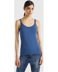 Benetton - Blue Tank Top In Pure Cotton - Lyst