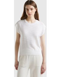 Benetton - Vest In Cotton And Linen Blend - Lyst
