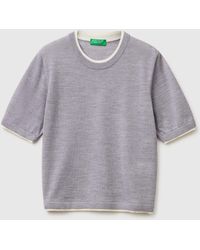 Benetton - Benetton, 100% Merino Wool Short-Sleeved Shirt - Lyst