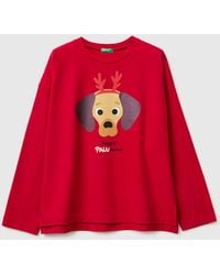 Benetton - Benetton, Christmas T-Shirt With Puppy Print - Lyst