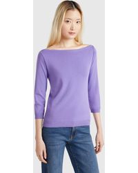 Benetton - Benetton, Jersey De 100 Algodón Con Escote Barco, Azul Violáceo, Mujer - Lyst