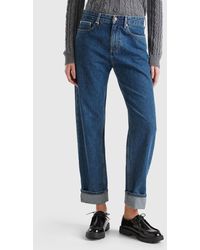 Benetton - Benetton, Straight Jeans With Cuffs - Lyst