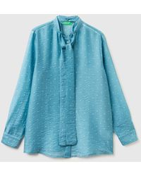 Benetton - Benetton, Flowy Shirt With Micro Polka Dots - Lyst