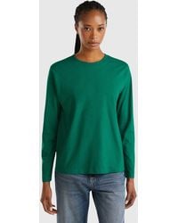 Benetton - Benetton, Long Sleeve Light Cotton T-Shirt, , Dark - Lyst