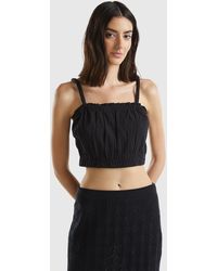 Benetton - Cropped 100% Cotton Top - Lyst