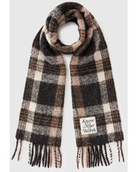 Benetton - Benetton, Écharpe Écossaise En Mélange De Laine Et D'Alpaga, Taille, Noir, Femme - Lyst