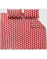 Benetton - Double Duvet Cover Set In White With Red Polka Dots - Lyst
